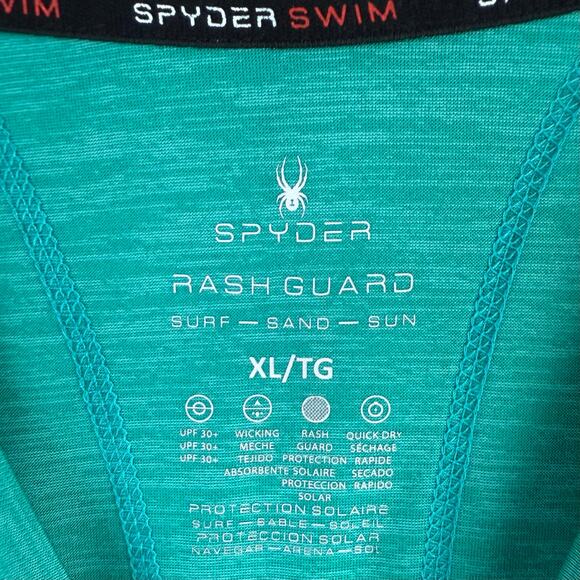 SPYDER Men’s Short Sleeve Rash Guard XL Teal Scuba UPF Quick Dry Sun Swim Surf - Picture 2 of 8